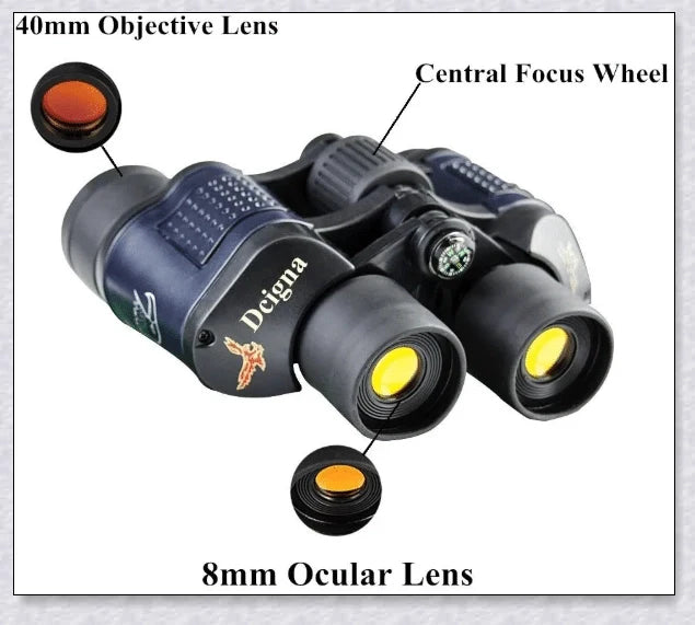 Powerful military-grade night vision binoculars with 60x magnification, waterproof construction, and ergonomic design for outdoor adventures