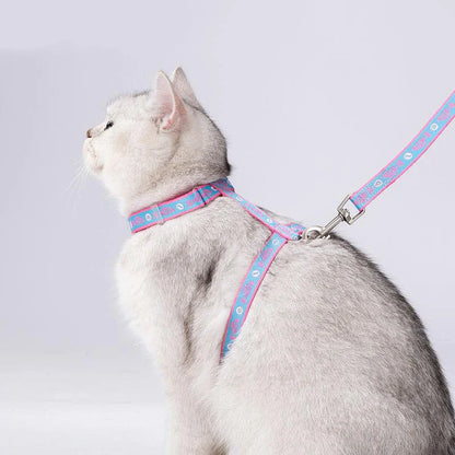 Cat H-Shape Harness and Leash Set in blue, made from 100% recycled materials for durability and eco-friendliness