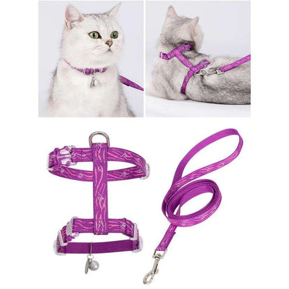 Cat H-Shape Harness and Leash Set in blue, made from 100% recycled materials for durability and eco-friendliness