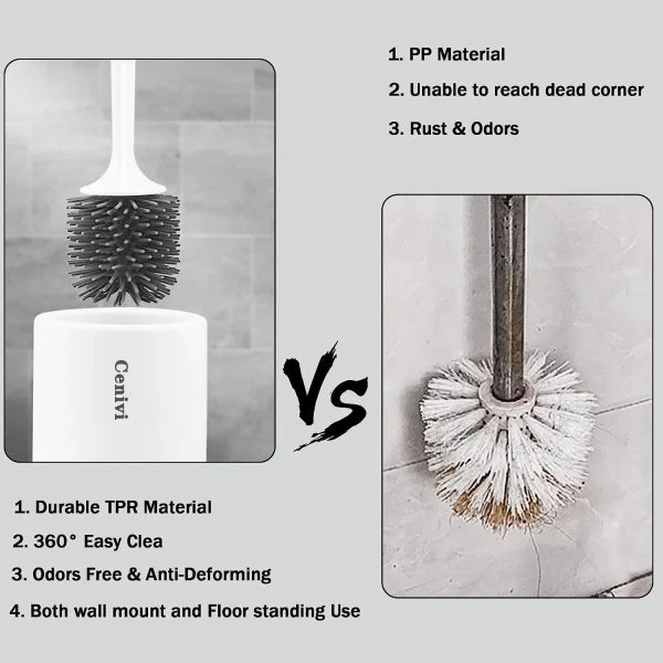 King Clean Modern Hygienic Toilet Brush with quick-drying holder and premium thermoplastic rubber design
