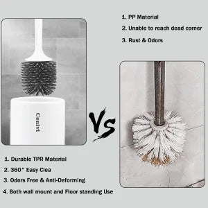 King Clean Modern Hygienic Toilet Brush with quick-drying holder and premium thermoplastic rubber design