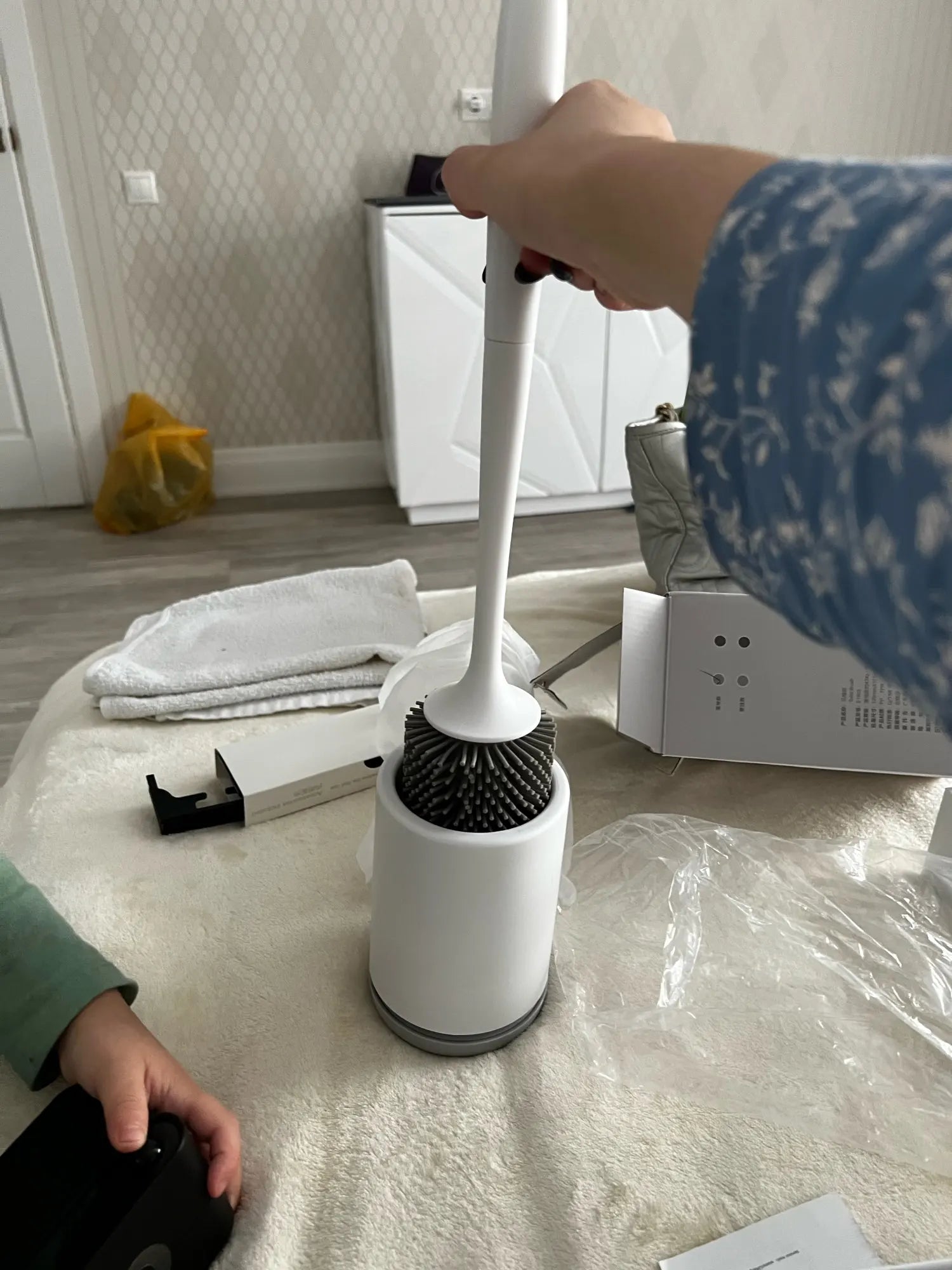 King Clean Modern Hygienic Toilet Brush with quick-drying holder and premium thermoplastic rubber design