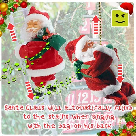 Adorable Climbing Santa Klaus decoration with ladder or rope, singing and climbing to spread holiday cheer