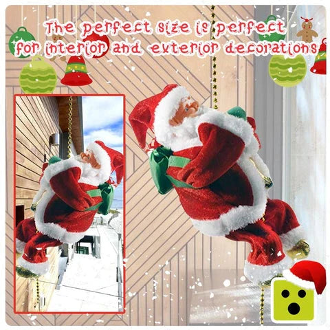 Adorable Climbing Santa Klaus decoration with ladder or rope, singing and climbing to spread holiday cheer