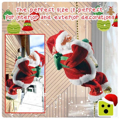 Adorable Climbing Santa Klaus decoration with ladder or rope, singing and climbing to spread holiday cheer