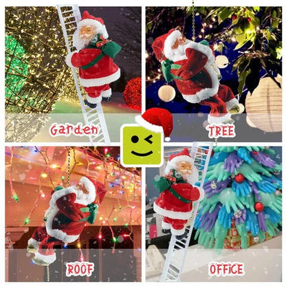 Adorable Climbing Santa Klaus decoration with ladder or rope, singing and climbing to spread holiday cheer