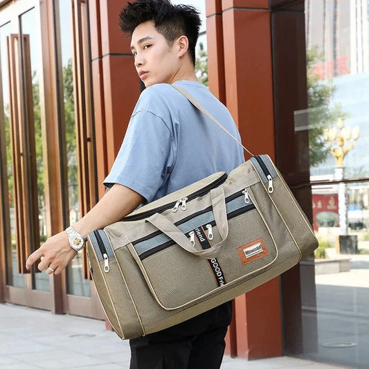 A large, stylish travel duffel bag made of high-quality Oxford material, featuring a spacious design and multiple color options.