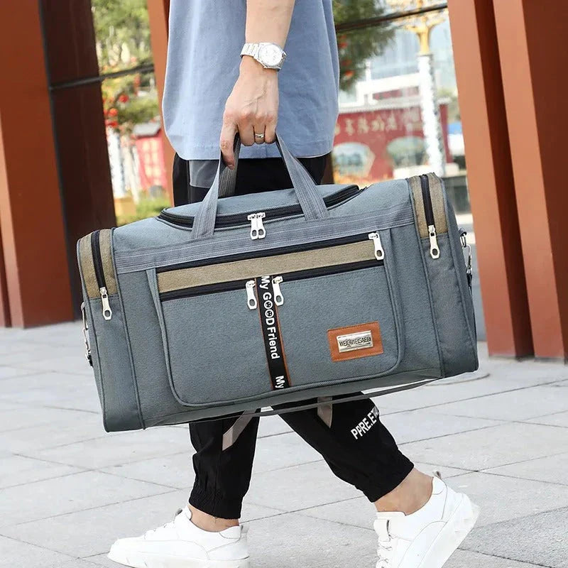 A large, stylish travel duffel bag made of high-quality Oxford material, featuring a spacious design and multiple color options.