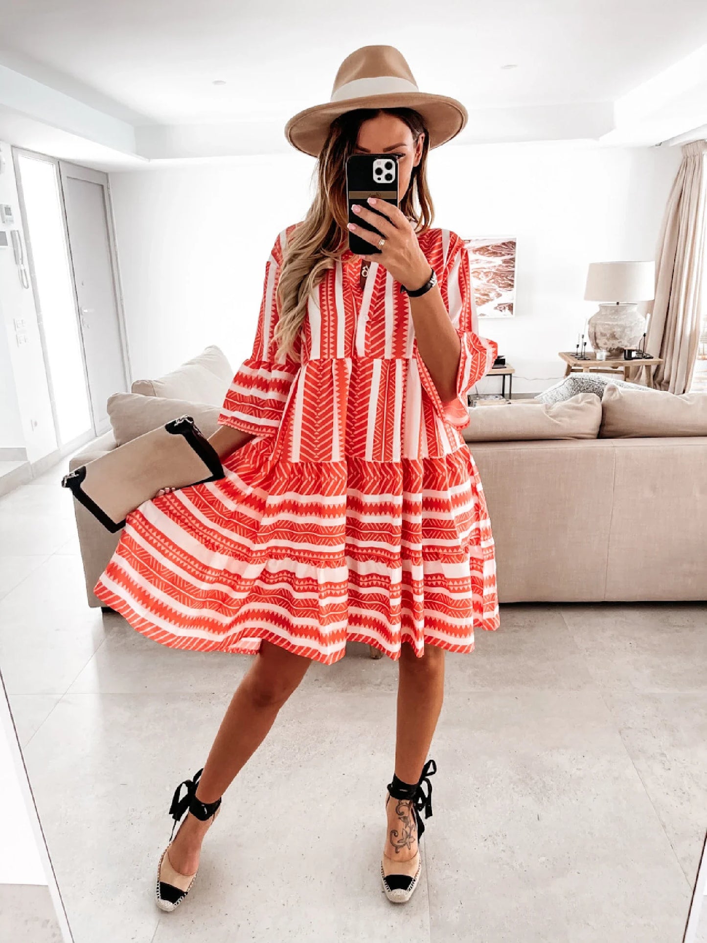 Amazon New Sexy Loose Print Dress with captivating printed design, short skirt, and princess-inspired silhouette