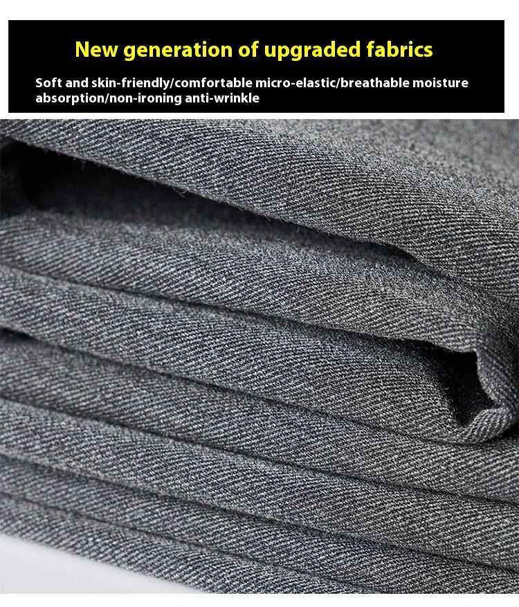 Light Luxury Men's Casual Small Trousers in various colors and sizes, featuring a stretch pencil pant design for a sleek, flattering look.