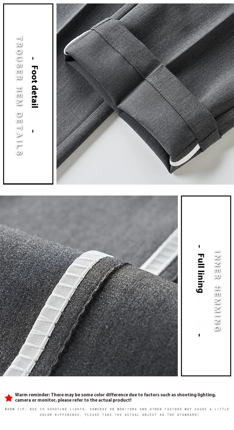 Light Luxury Men's Casual Small Trousers in various colors and sizes, featuring a stretch pencil pant design for a sleek, flattering look.