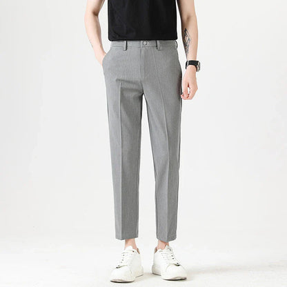 Light Luxury Men's Casual Small Trousers in various colors and sizes, featuring a stretch pencil pant design for a sleek, flattering look.