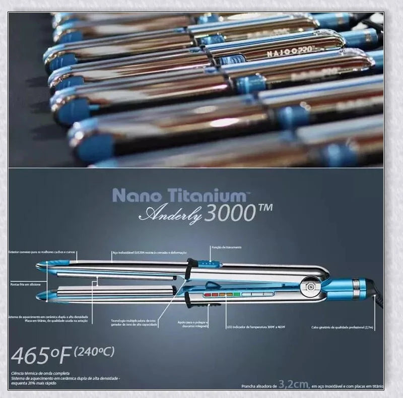 Pro Nano Titanium Prima 3000 Ionic Straightener and Styling Iron for salon-quality hair at home