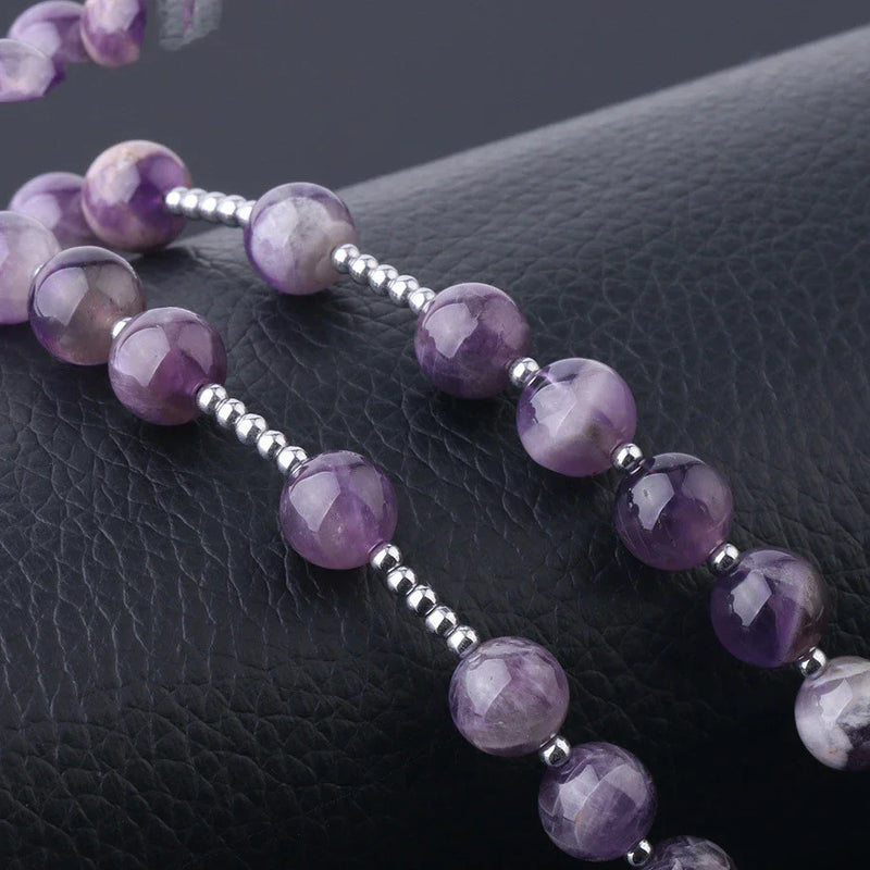 Hhomeenjoy Natural White Crystal Column Natural Stone Necklace