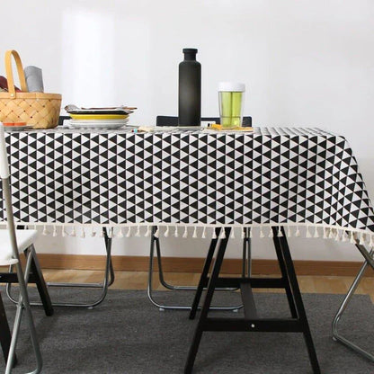 A Nordic-inspired cotton tablecloth with a minimalist design, adding a touch of Scandinavian elegance to any dining space.