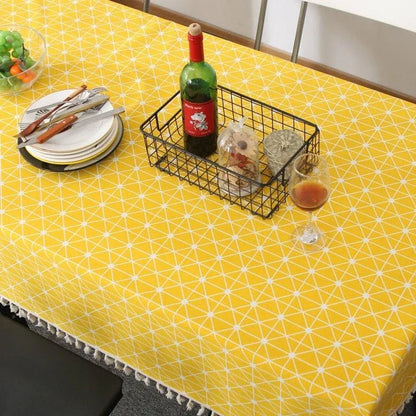 A Nordic-inspired cotton tablecloth with a minimalist design, adding a touch of Scandinavian elegance to any dining space.