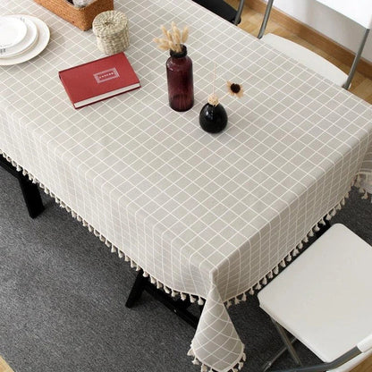 A Nordic-inspired cotton tablecloth with a minimalist design, adding a touch of Scandinavian elegance to any dining space.