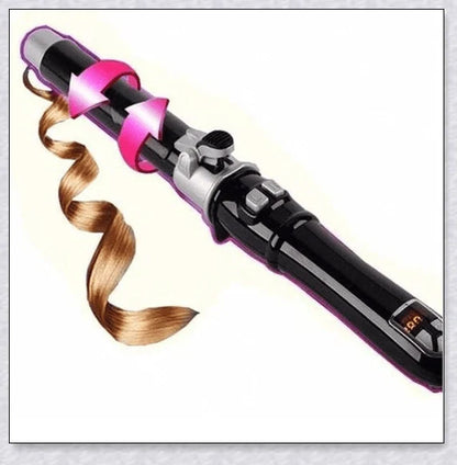 Professional Rotating Curling Iron with auto-rotating barrel, titanium plates, and tourmaline ceramic coating for effortless salon-quality hairstyles.