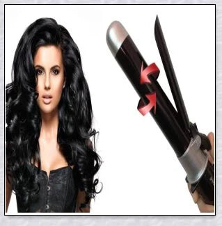 Professional Rotating Curling Iron with auto-rotating barrel, titanium plates, and tourmaline ceramic coating for effortless salon-quality hairstyles.