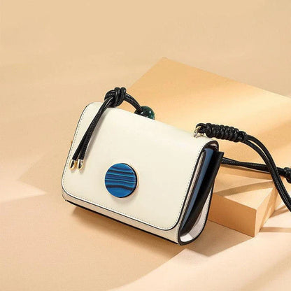 Beaded Solid Color Small Square Bag with horizontal square shape and premium PU fabric