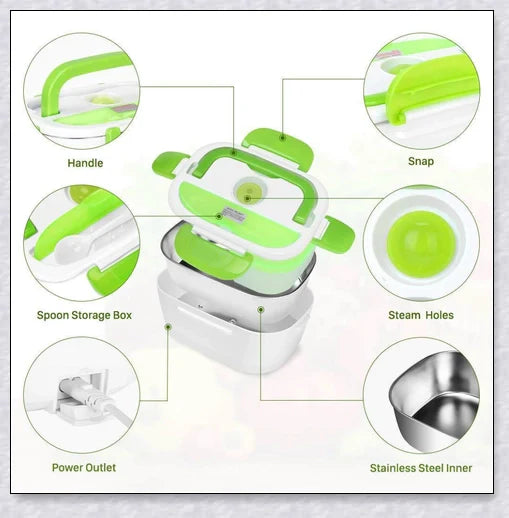 Portable Heated Electric Lunch Box with Various Color Options for Convenient Mealtime