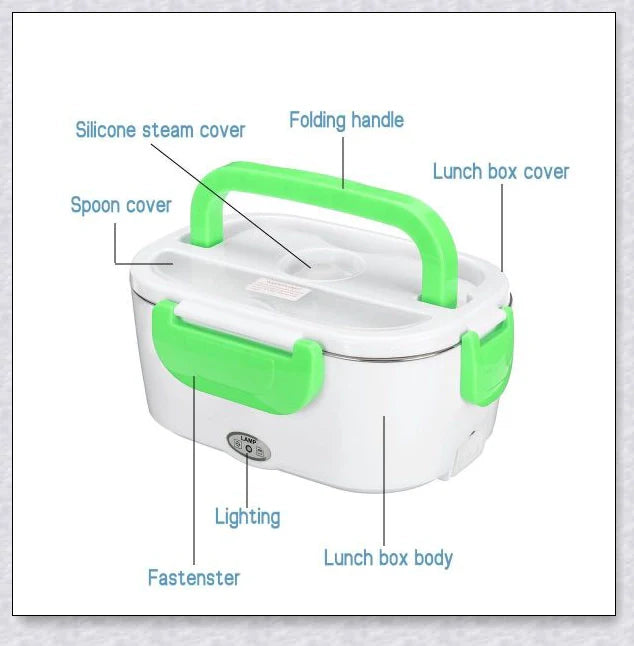 Portable Heated Electric Lunch Box with Various Color Options for Convenient Mealtime