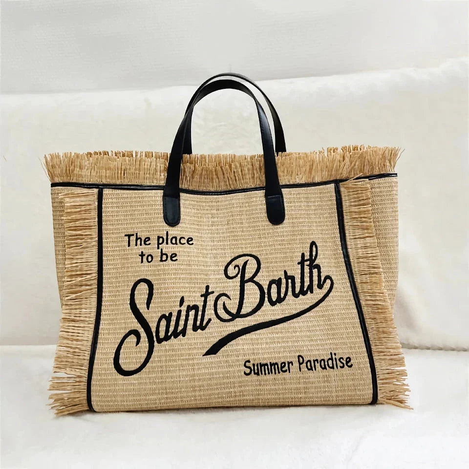 Beach Chic Embroidered Straw Tote: Lightweight, durable, and fashionable accessory for summer adventures