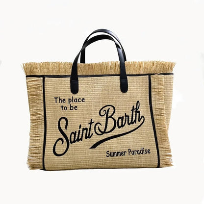 Beach Chic Embroidered Straw Tote: Lightweight, durable, and fashionable accessory for summer adventures