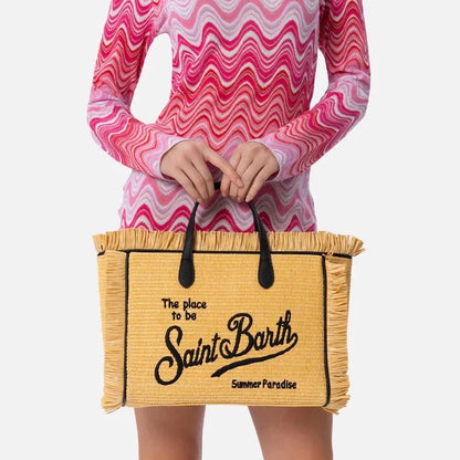 Beach Chic Embroidered Straw Tote: Lightweight, durable, and fashionable accessory for summer adventures