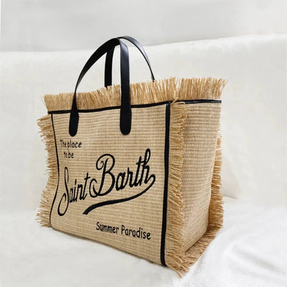 Beach Chic Embroidered Straw Tote: Lightweight, durable, and fashionable accessory for summer adventures