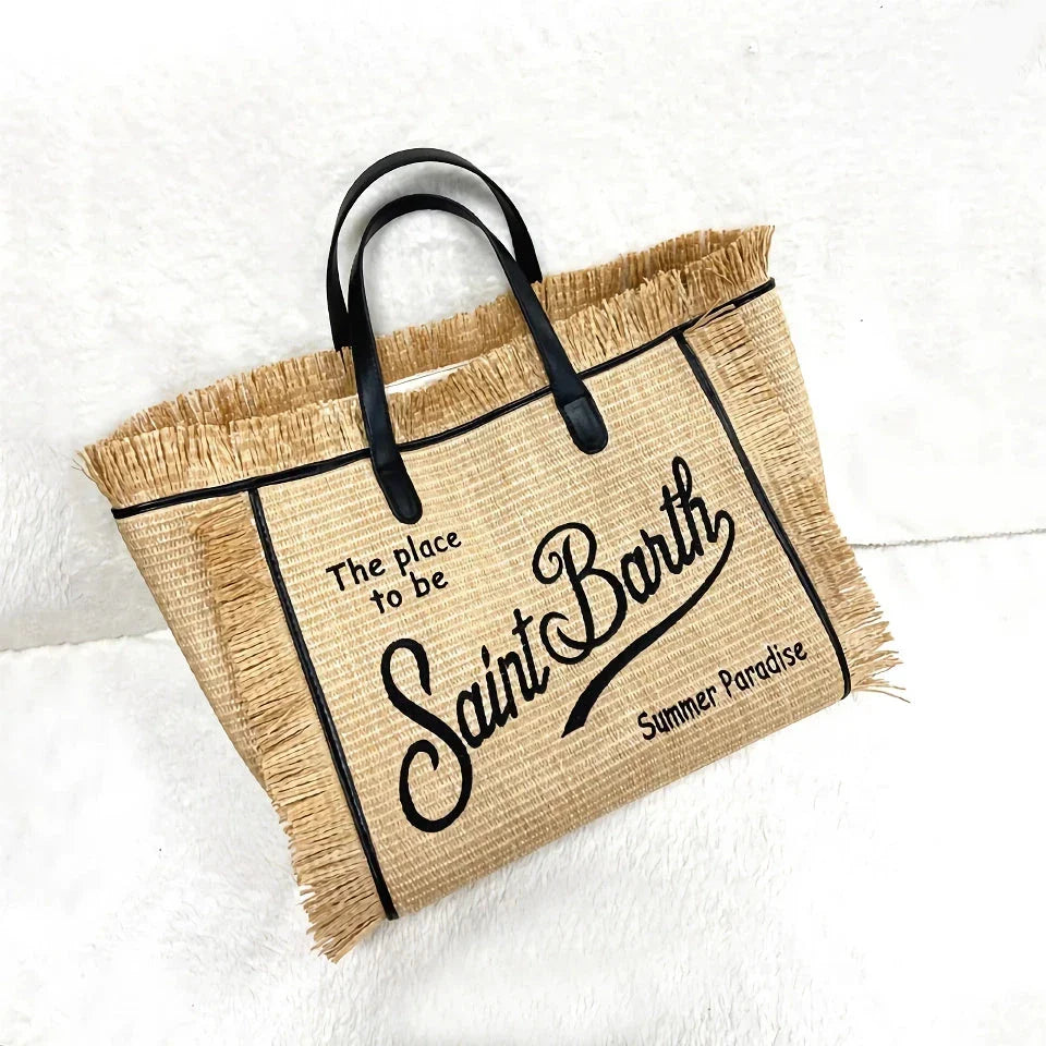 Beach Chic Embroidered Straw Tote: Lightweight, durable, and fashionable accessory for summer adventures