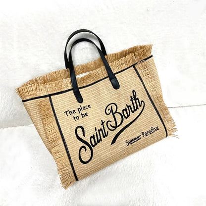 Beach Chic Embroidered Straw Tote: Lightweight, durable, and fashionable accessory for summer adventures