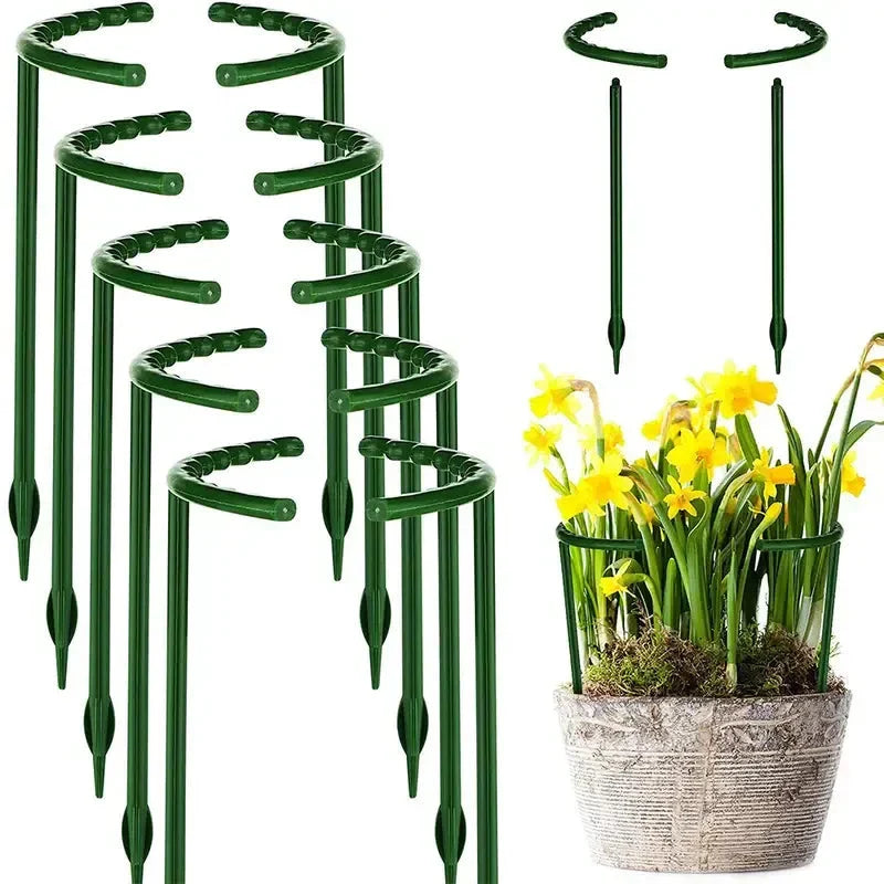 Greenhouse Plant Support Frame with sturdy T-shaped brackets and semi-circular design for supporting and guiding plant growth