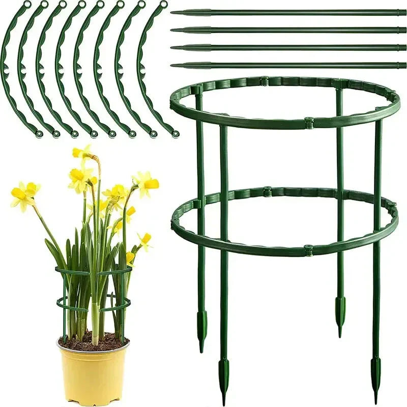 Greenhouse Plant Support Frame with sturdy T-shaped brackets and semi-circular design for supporting and guiding plant growth
