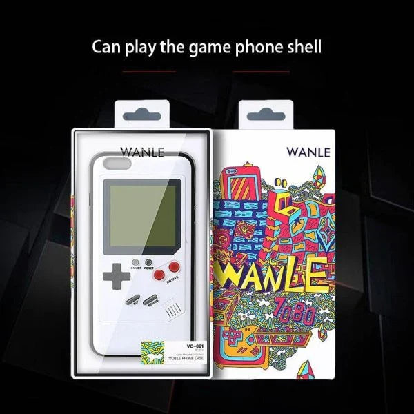 Gameboy-inspired iPhone case with retro gaming controls and screen on the back