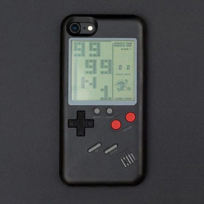 Gameboy-inspired iPhone case with retro gaming controls and screen on the back