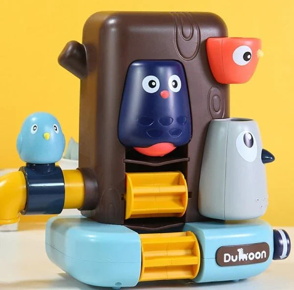 Colorful and durable baby bath toys, including a waterwheel and runner, designed to engage and entertain young children during bath time