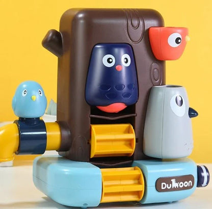 Colorful and durable baby bath toys, including a waterwheel and runner, designed to engage and entertain young children during bath time