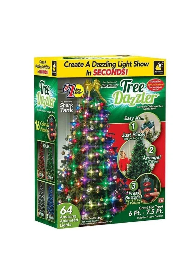 Dazzling 64 LED Christmas tree lights with multiple color options and various light patterns