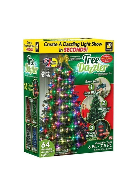 Dazzling 64 LED Christmas tree lights with multiple color options and various light patterns