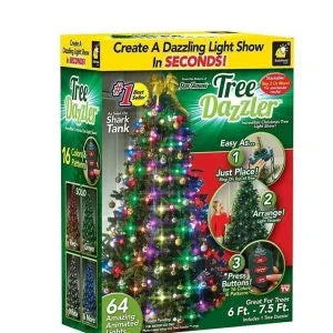 Dazzling 64 LED Christmas tree lights with multiple color options and various light patterns