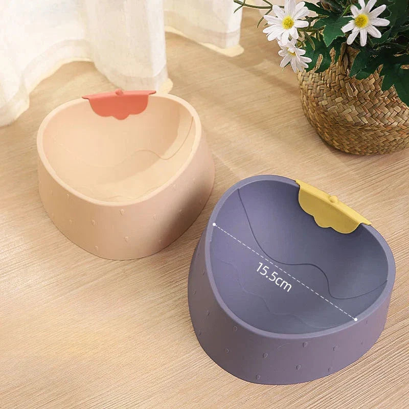 Cartoon anti-slip pet bowl with vibrant purple color and adorable graphics for dogs and cats