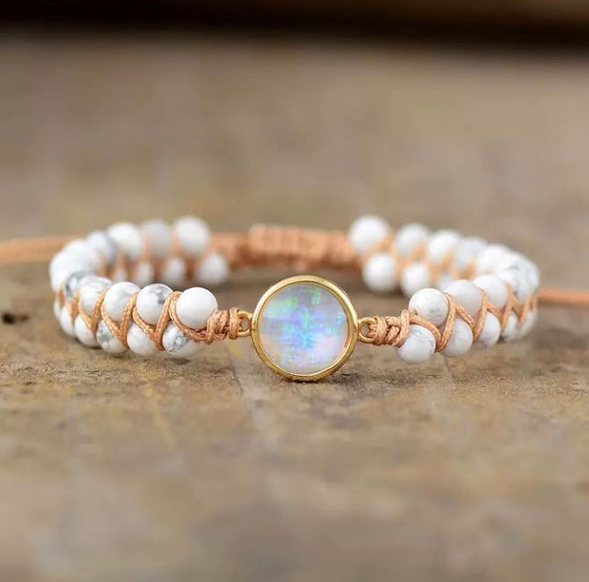 hhomeenjoy.com Adjustable Heart Charm Bracelet with Amazonite for Women and Teens