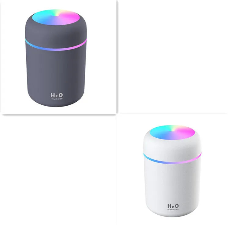 Pink white or navy blue USB desktop humidifier with LED mood lights and 300ml water tank