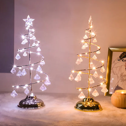 33cm tall crystal Christmas tree LED lights with warm white illumination and battery operation
