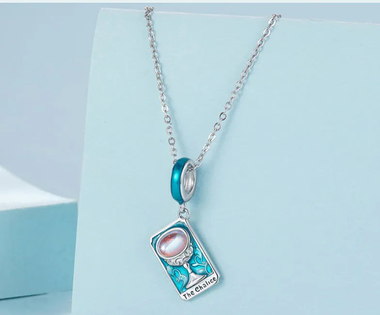 925 silver tarot Holy Cup pendant, 2.7cm x 1.5cm, 0.45cm aperture, SCC3141 colour, DIY jewellery charm