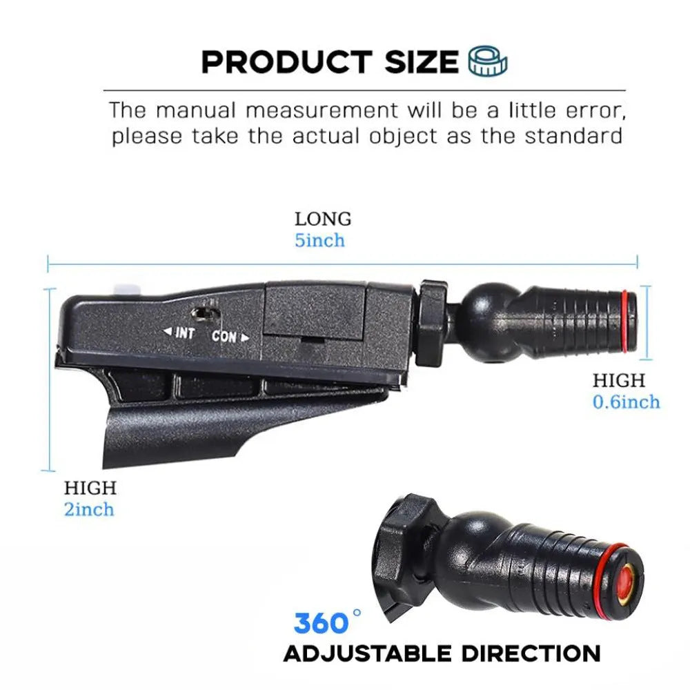 Black golf laser aiming sight with clip mount for putting alignment training.