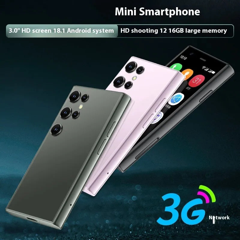 S23PRO & XS15 mini smartphone in black, green, or pink purple with a 30-inch screen on a straight-plate body.