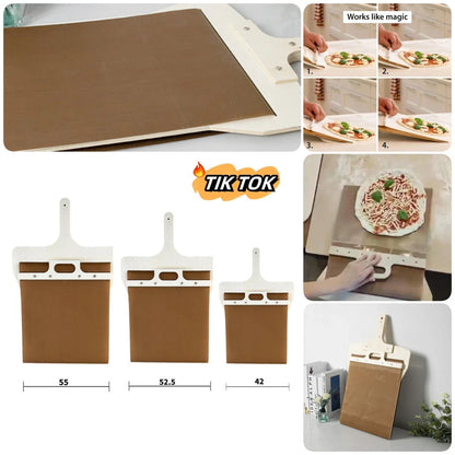 Premium natural wood pizza peel with large surface area for easy transfer of pizzas, cakes, and breads from oven to table