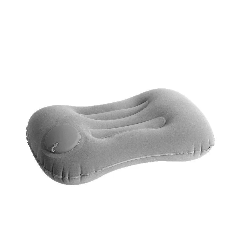 Travel Portable Press Inflatable Pillow PVC thickening modern simplicity design 45x30x13cm size flocking surface in Gray Navy Blue Peacock Green or Pink for comfortable neck support on journeys